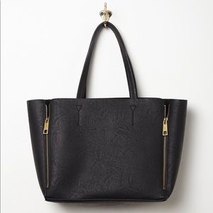 Free People Black Vegan Zipper Tote Bag